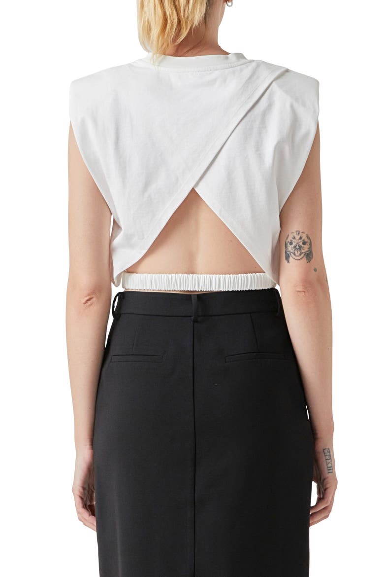 Open Back Crop T-Shirt, Alternate, color, WHITE