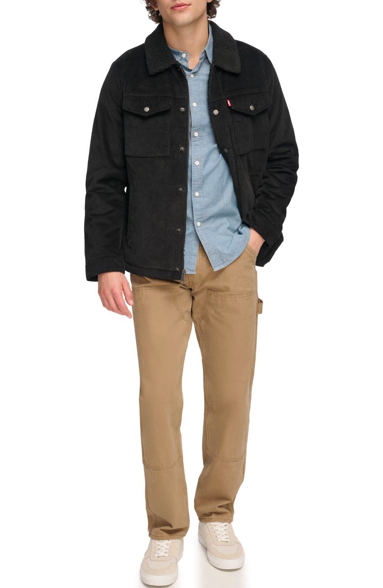 Levi's<sup>®</sup> Corduroy High Pile Fleece Lined Trucker Shacket, Alternate, color,