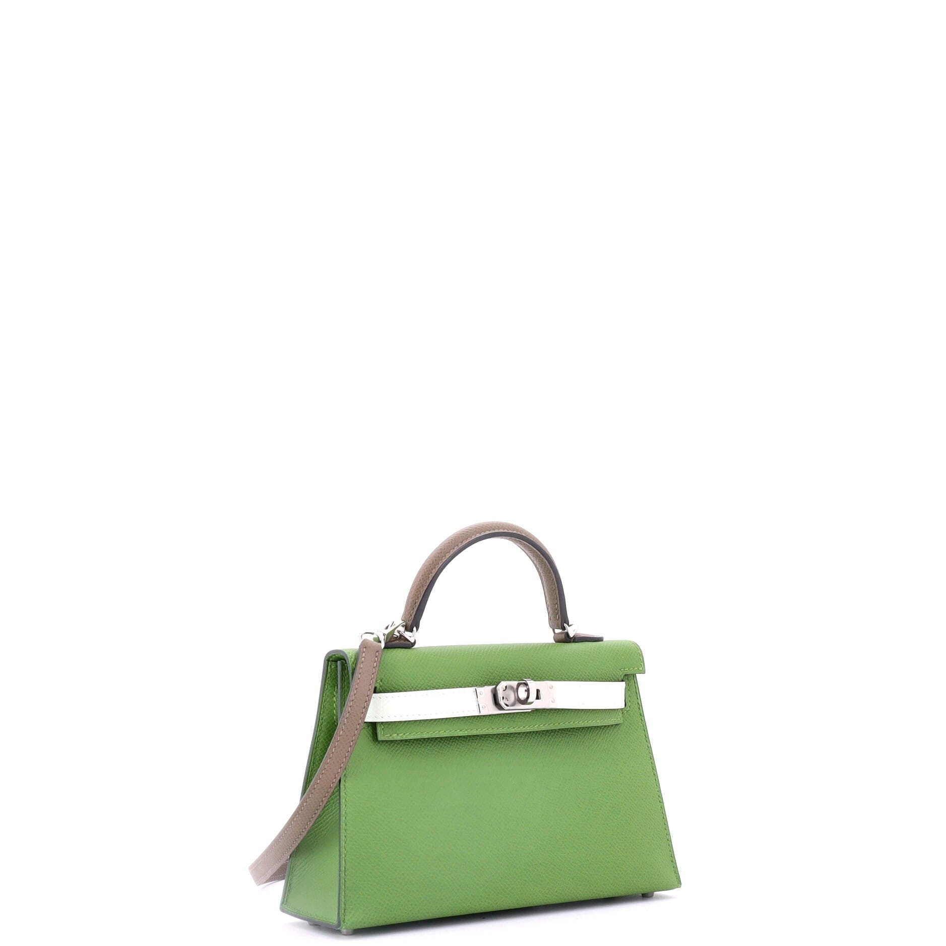 Pre-Owned Hermes Kelly Mini II Bag Tricolor Epsom with Palladium Hardware 20, Alternate, color, Vert