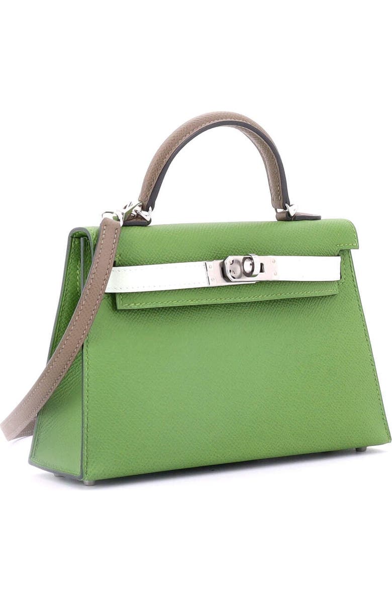 Pre-Owned Hermes Kelly Mini II Bag Tricolor Epsom with Palladium Hardware 20, Alternate, color, Vert