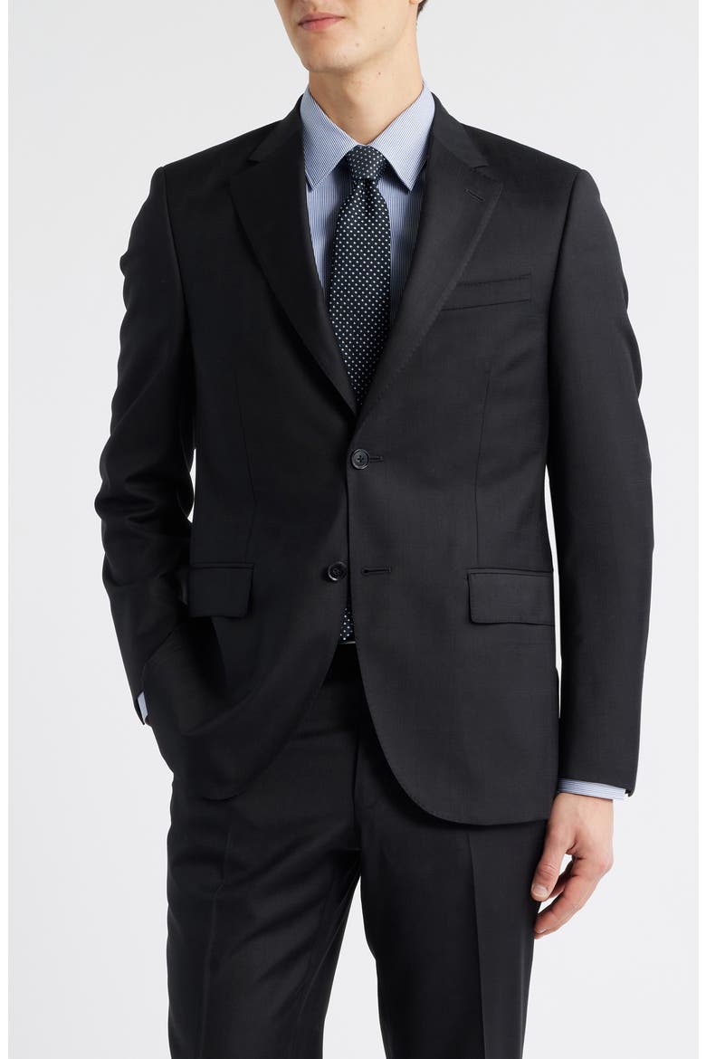 Flynn Cklassic Fit Solid Wool Suit, Alternate, color, BLACK