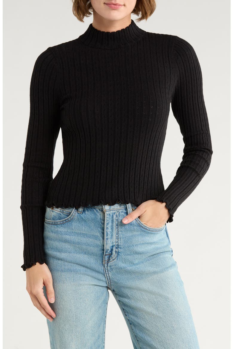 Pointelle Stitch Top, Main, color, BLACK