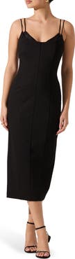 ASTR the Label Allura Peekaboo Lace Trim Midi Dress