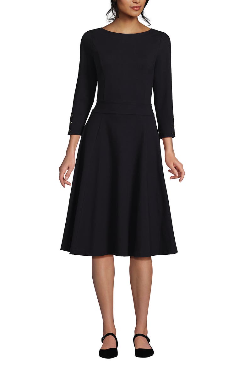 Starfish 3/4 Sleeve Dress, Alternate, color, Black
