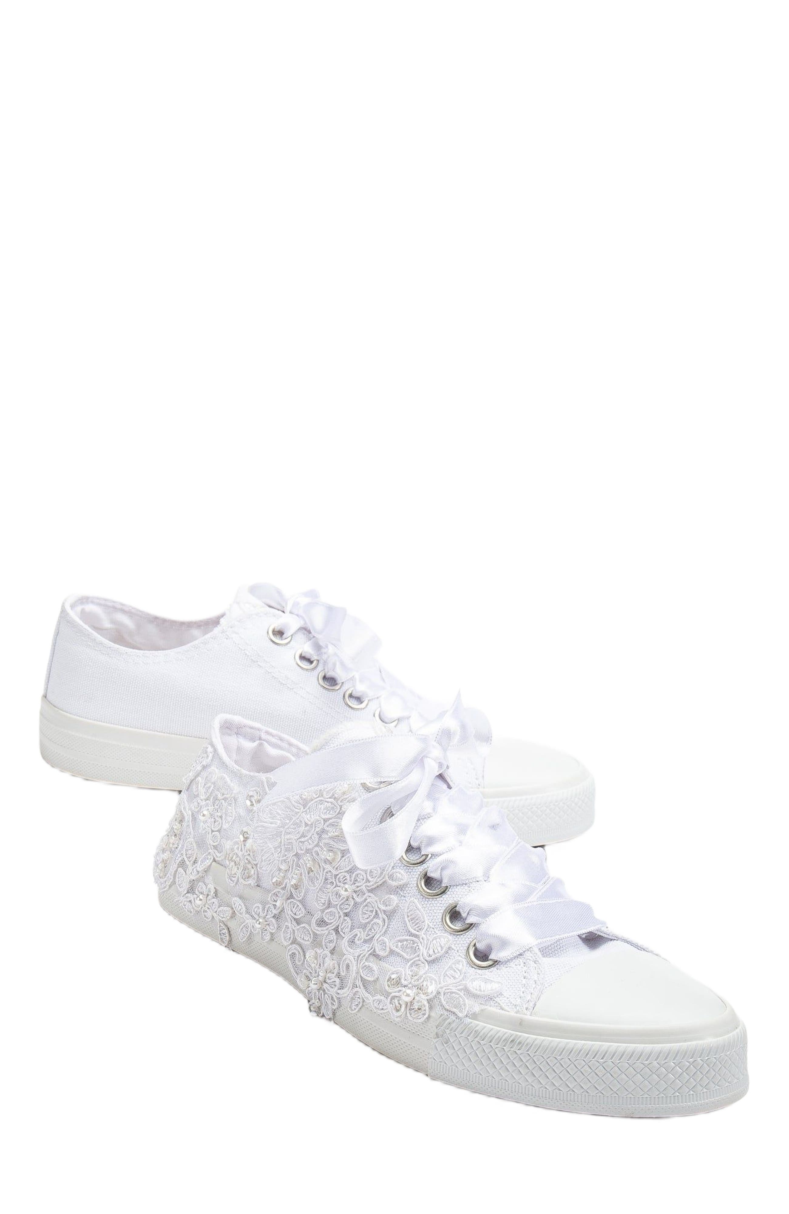 Shelby Lace White Bridal Sneakers, Alternate, color, White