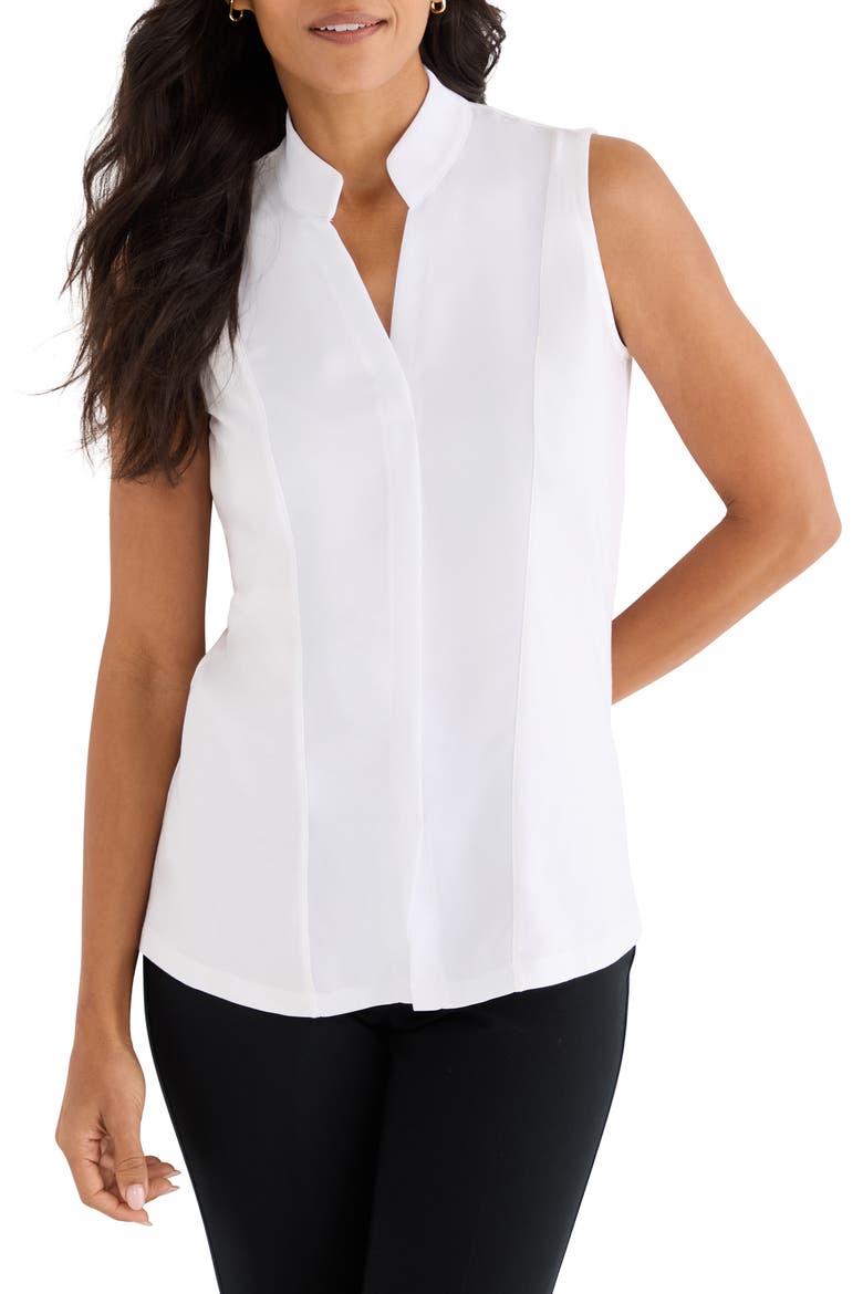 Mixed Media Sleeveless Top, Main, color, PAPER WHITE