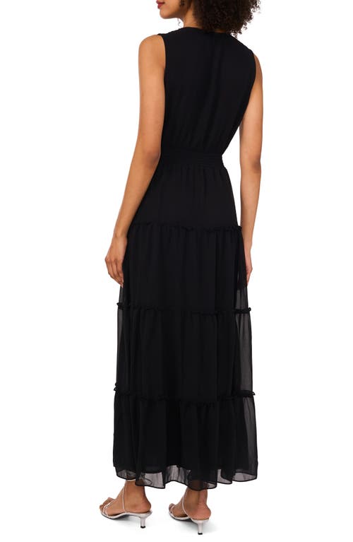 1.state Tie Neck Sleeveless Tiered Maxi Dress In Black