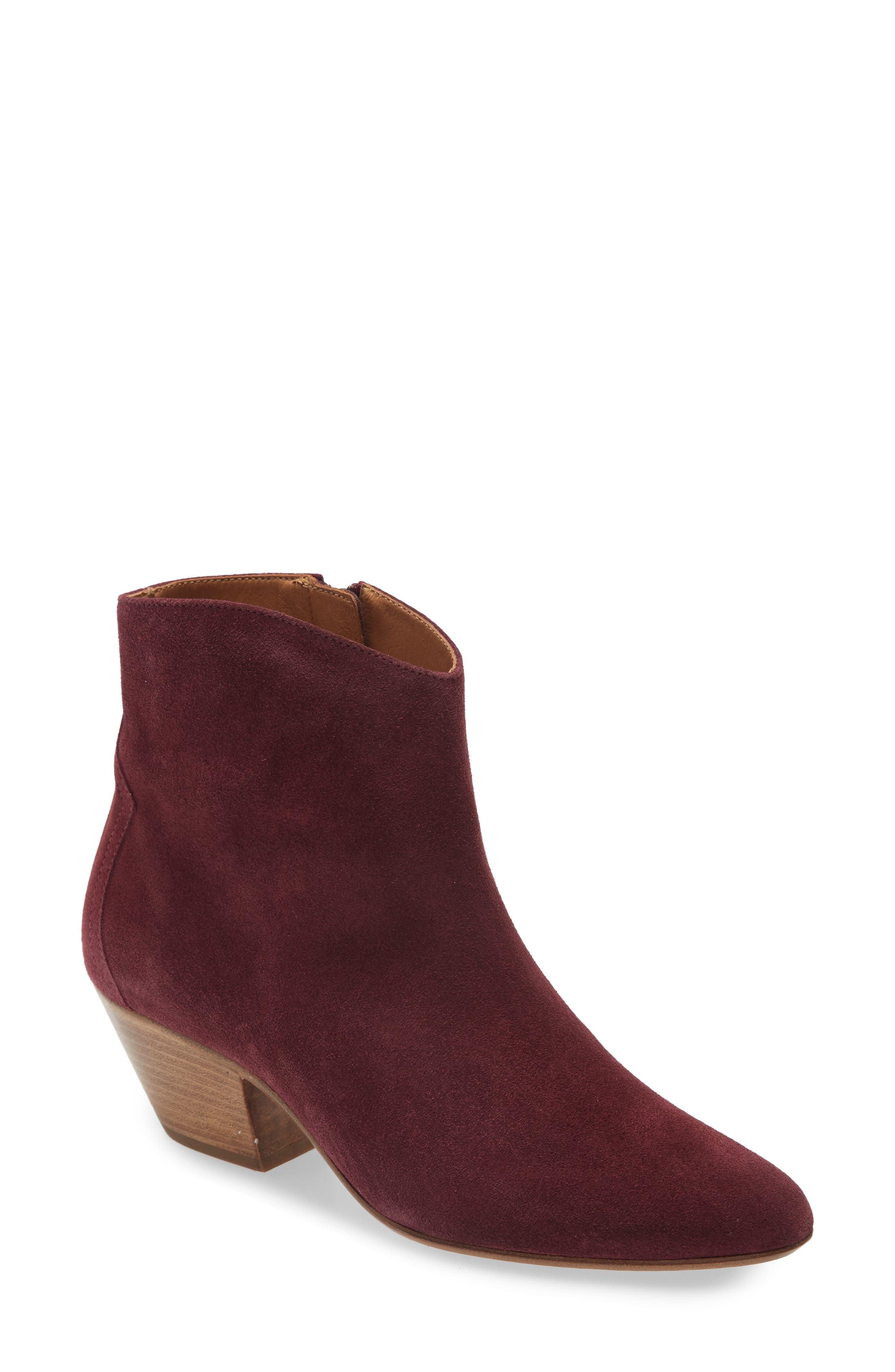 Dacken Stacked Heel Bootie, Main, color, AUBERGINE