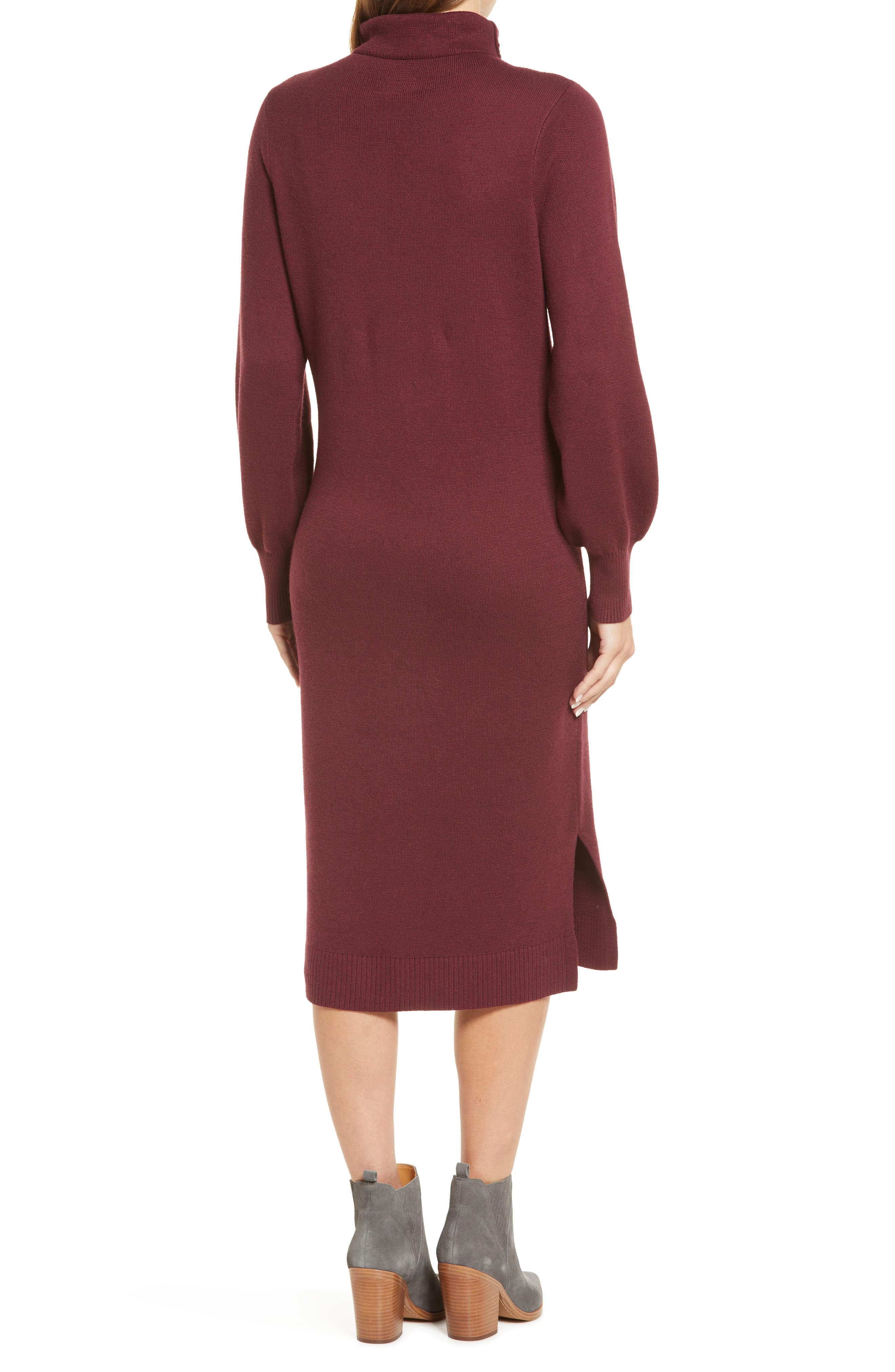 Caslon® Double Knit Long Sleeve Turtleneck Sweater Dress (Women ...