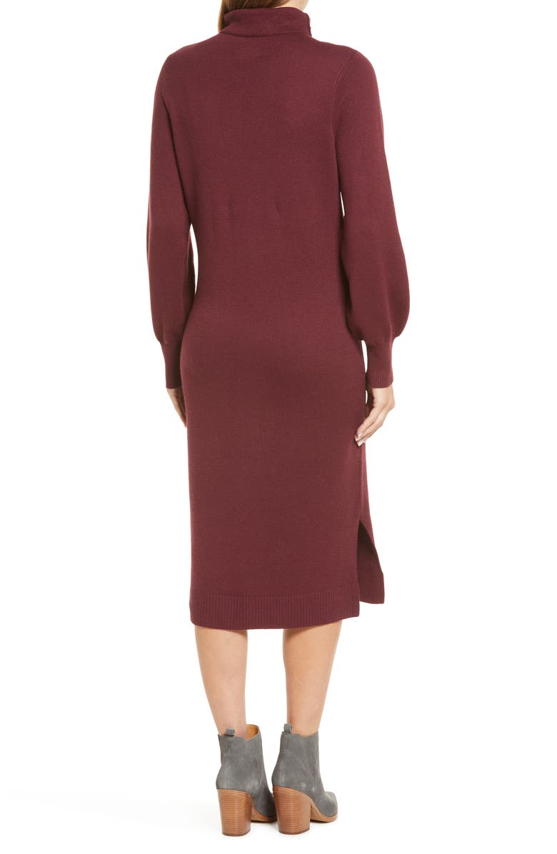 Caslon<sup>®</sup> Double Knit Long Sleeve Turtleneck Sweater Dress, Alternate, color, 
