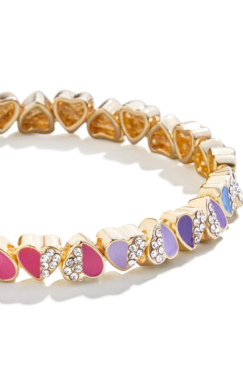 BaubleBar Pavé & Enamel Heart Stretch Bracelet, Alternate, color, Gold Multi