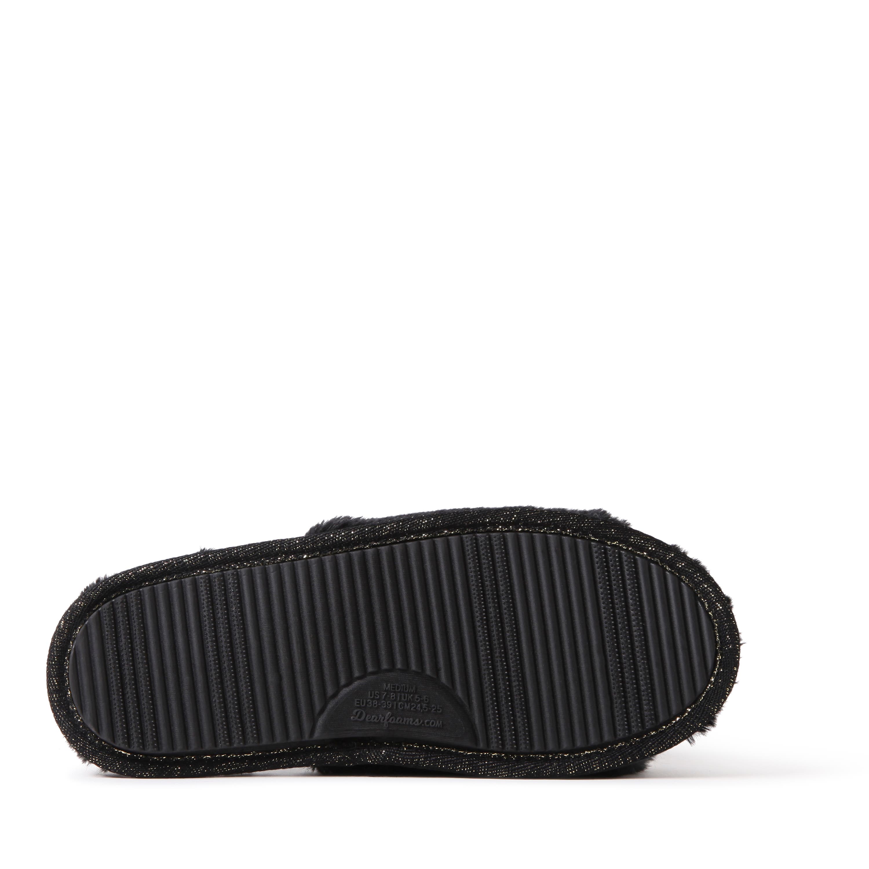 Dearfoams Lane Bridal I Do Fuzzy Slide Slipper, Alternate, color, Black