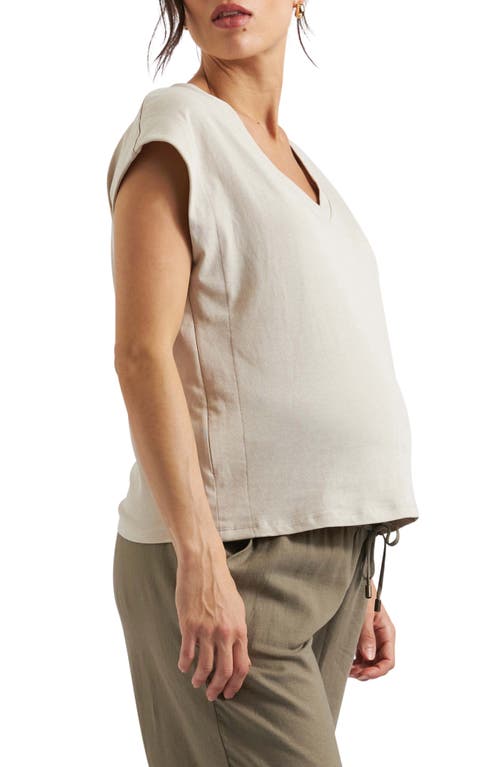 RIPE MATERNITY RIPE MATERNITY MARLY SIDE ZIP COTTON & LINEN MATERNITY/NURSING T-SHIRT