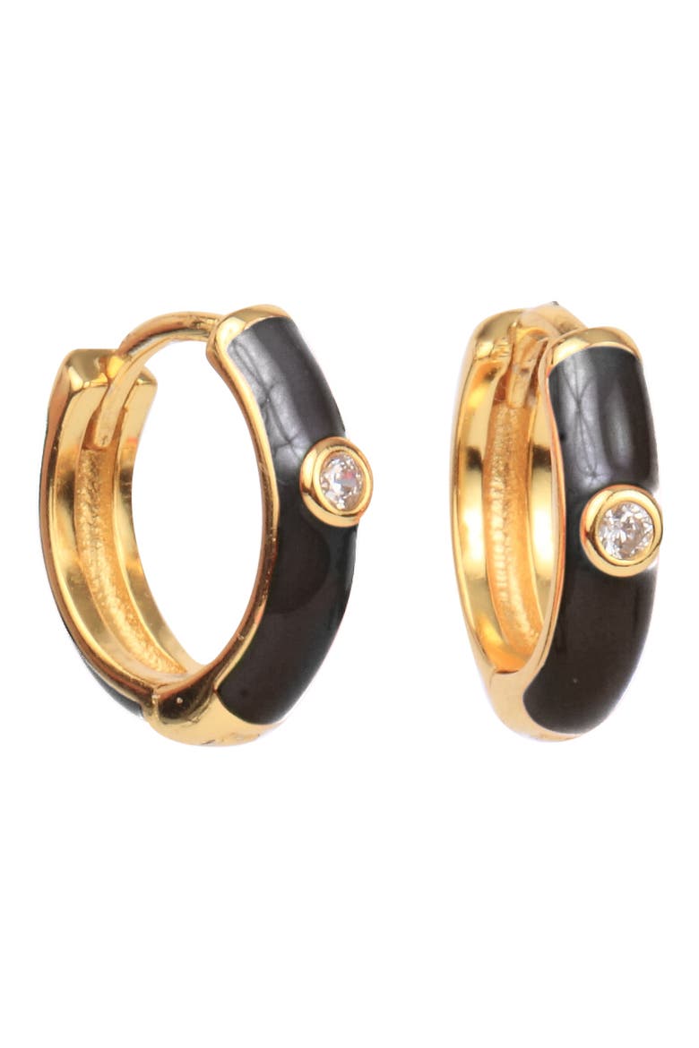 Mini Enamel Huggie Hoops, Main, color, Black