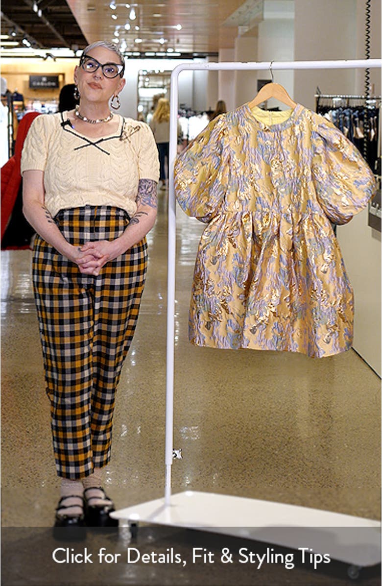 Meri Puff Sleeve Metallic Jacquard Minidress, sales video thumbnail