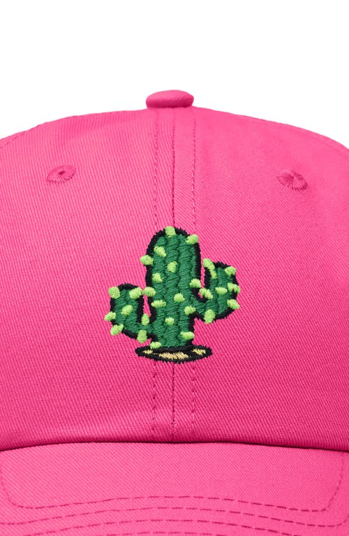 Dalix Cactus Embroidered Low Crown Cap In Hot Pink