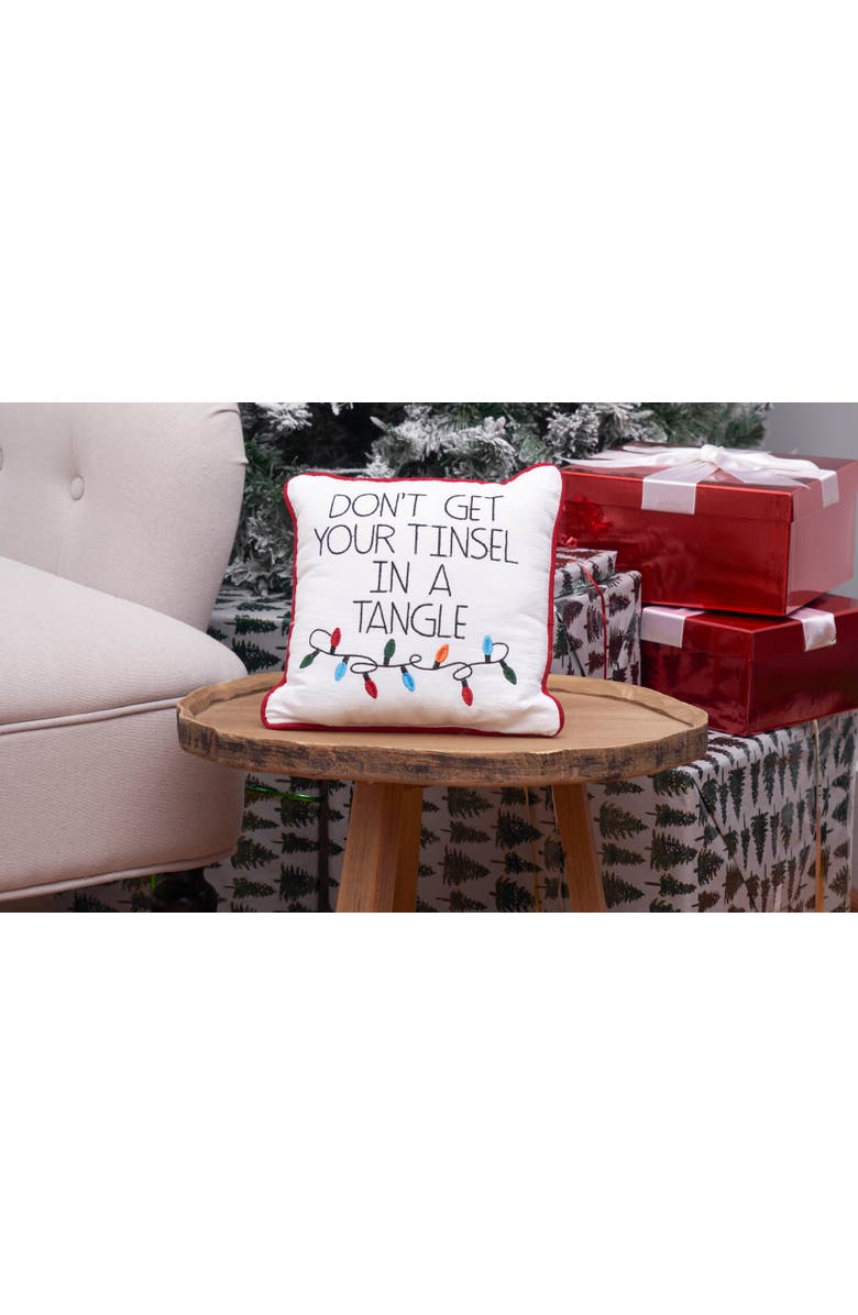 C&F Home Tinsel In A Tangle Christmas Throw Pillow, 10" x 10", Alternate, color, White