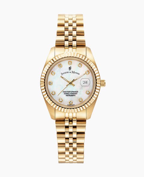 Jacques Du Manoir Inspiration -  31mm, Mother-of-Pearl Dial, Gold-Tone Stainless Steel Ladies Watch