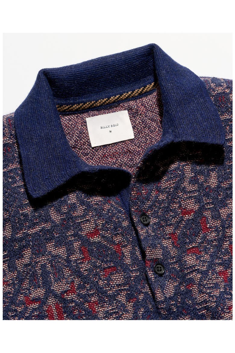 Long Sleeve Tile Jacquard Polo, Alternate, color, CARBON BLUE MULTI