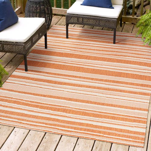 Jonathan Y Castara Wavy Stripe Modern Indoor/outdoor Area Rug In Orange/cream
