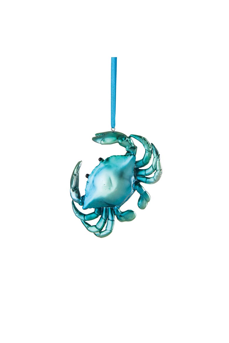 Iridescent Blue Crab Ornament, Main, color, Blue
