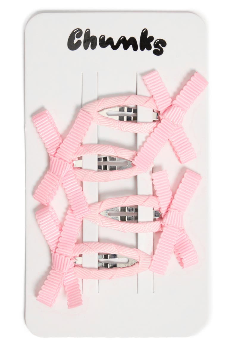 4-Pack Bow Hair Clips, Main, color, PINK