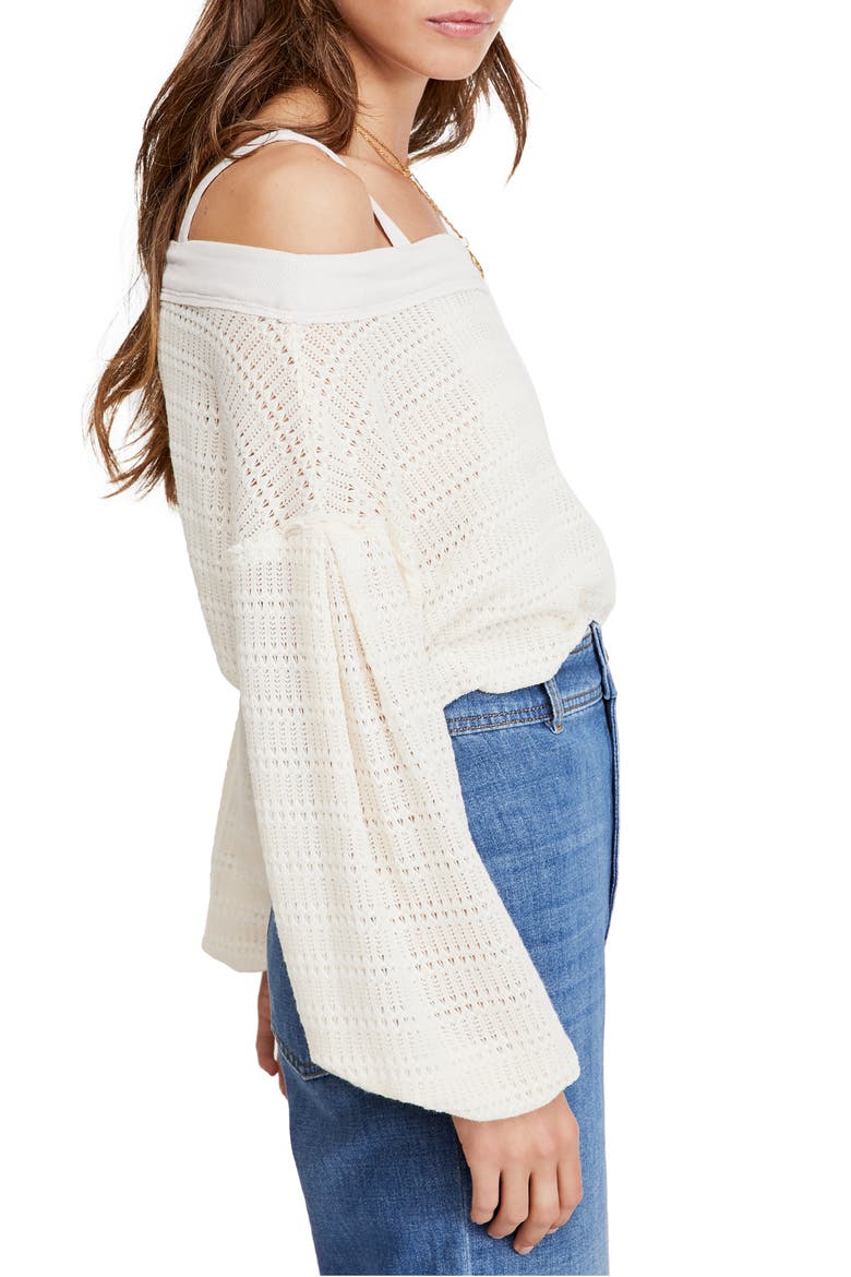 Sistine Cold Shoulder Hacci Knit Top, Alternate, color, PEARL