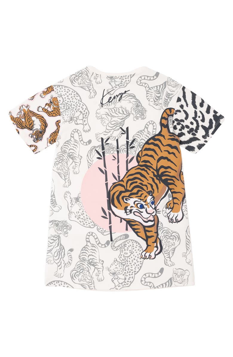KENZO Kids' Tiger Graphic Print Cotton Dress, Alternate, color, Off White