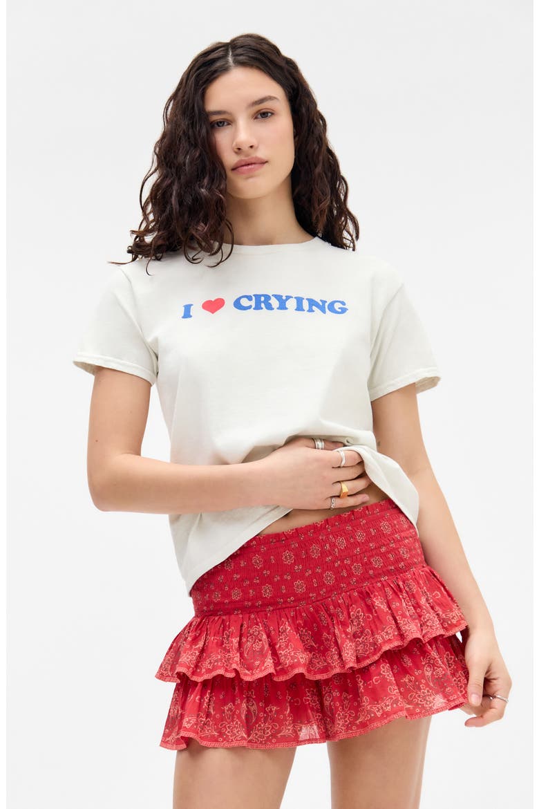 Monica Bandana Print Tiered Cotton Skort, Alternate, color, RED BANDANA