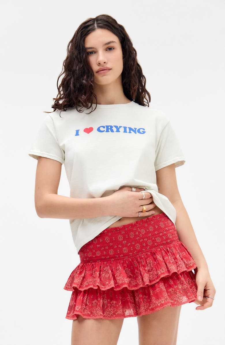 BDG Urban Outfitters Monica Bandana Print Tiered Cotton Skort, Alternate, color, Red Bandana