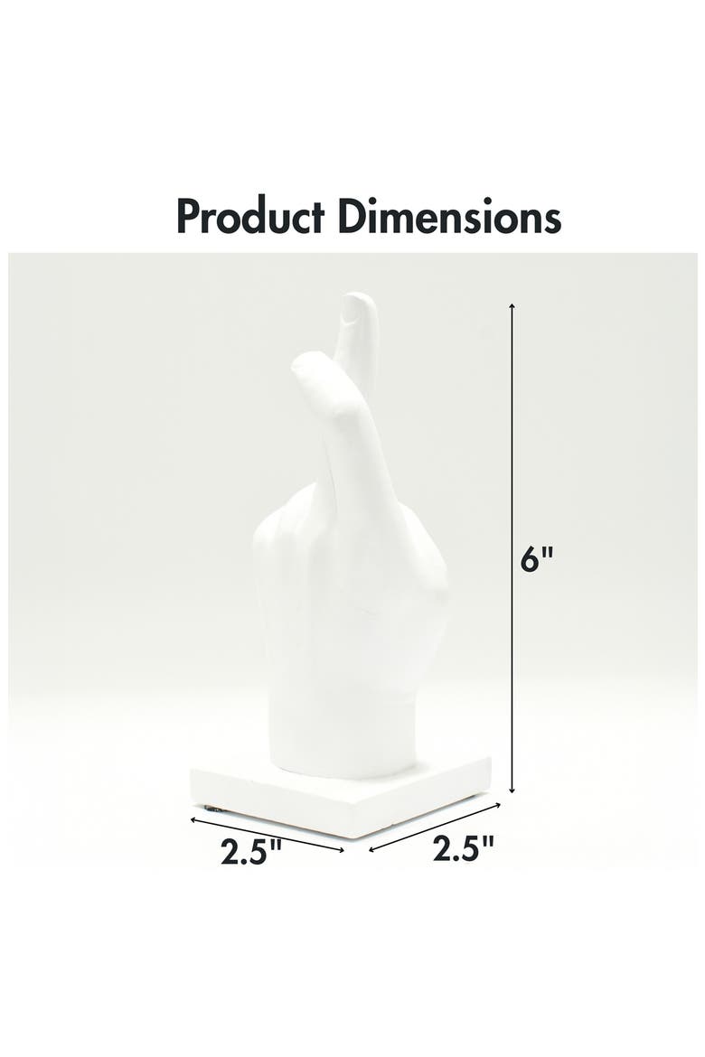 Fingers Crossed Decorative Sculpture, Alternate, color, WHITE