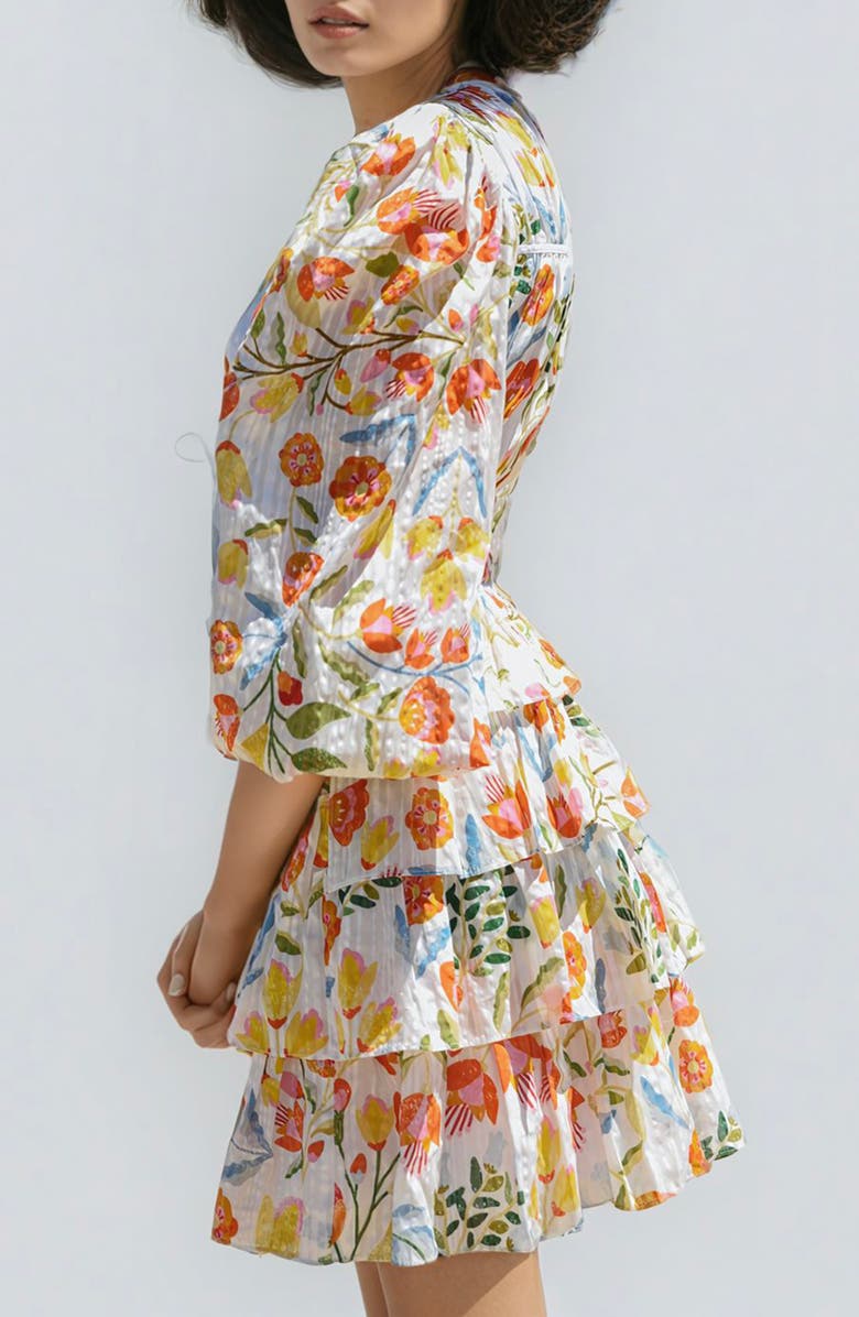 Jessie Zhao New York Flower Land Cotton Viscose Voile Mini Dress, Alternate, color, Green