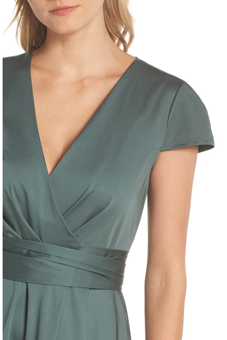 Addison Cotton Tie Waist Fit & Flare Wrap Dress, Alternate, color, OLIVE