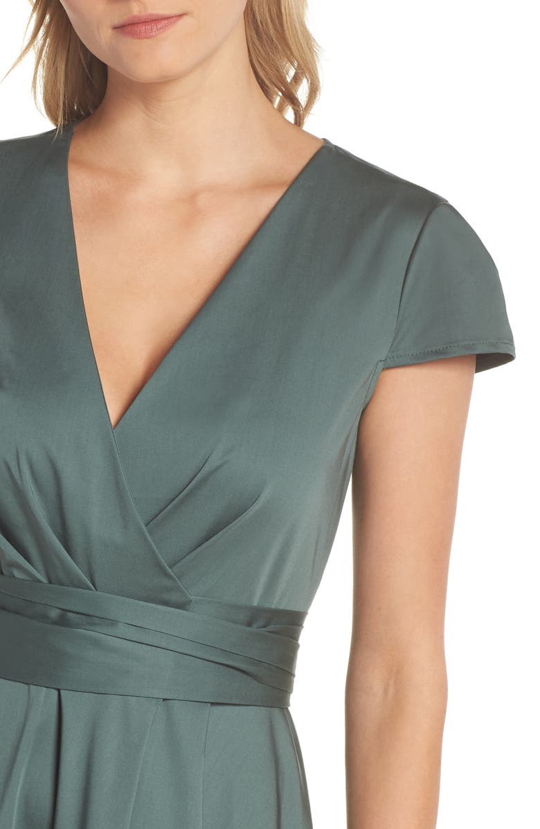 Gal Meets Glam Collection Addison Cotton Tie Waist Fit & Flare Wrap Dress, Alternate, color,