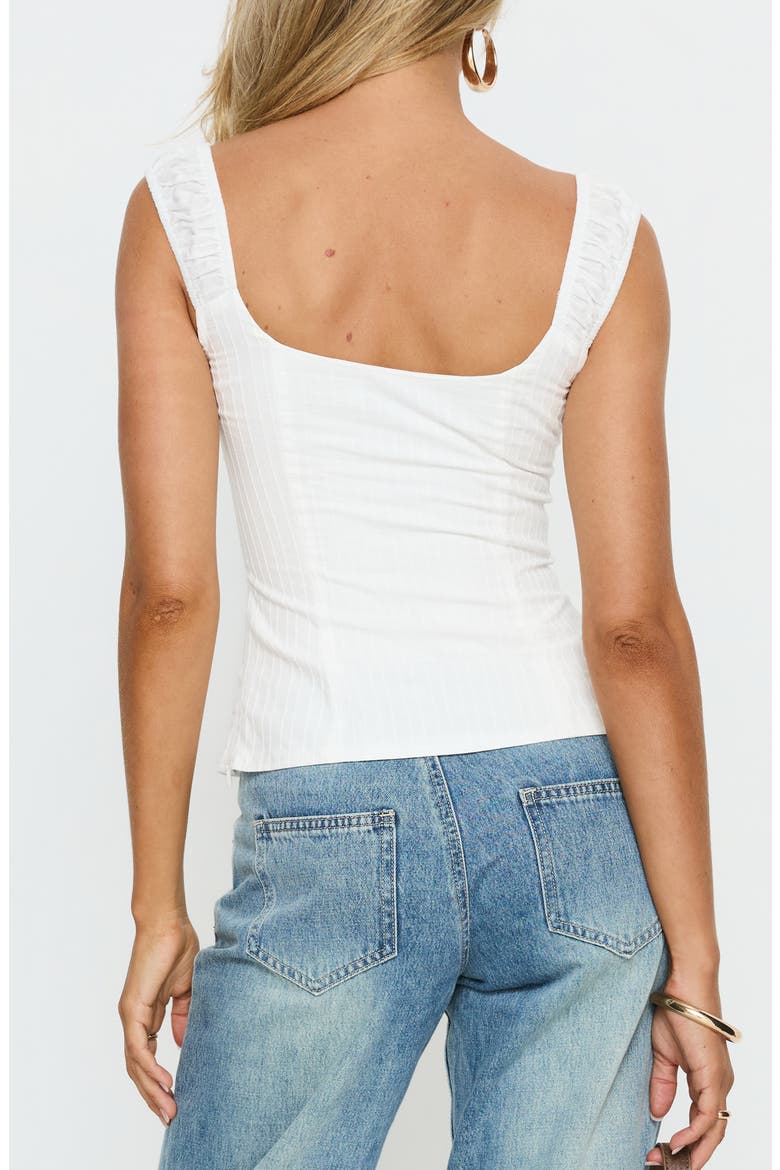 Garconne Textured Lace Trim Cotton Top, Alternate, color, WHITE