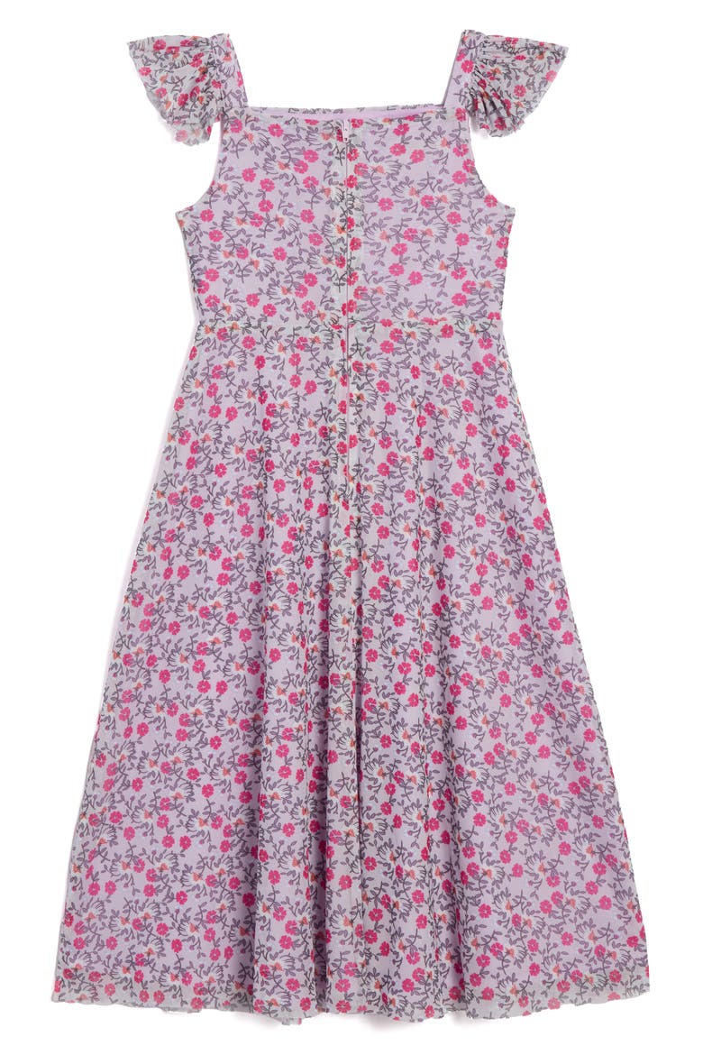 Kids' Floral Mesh Dress, Alternate, color, LILAC