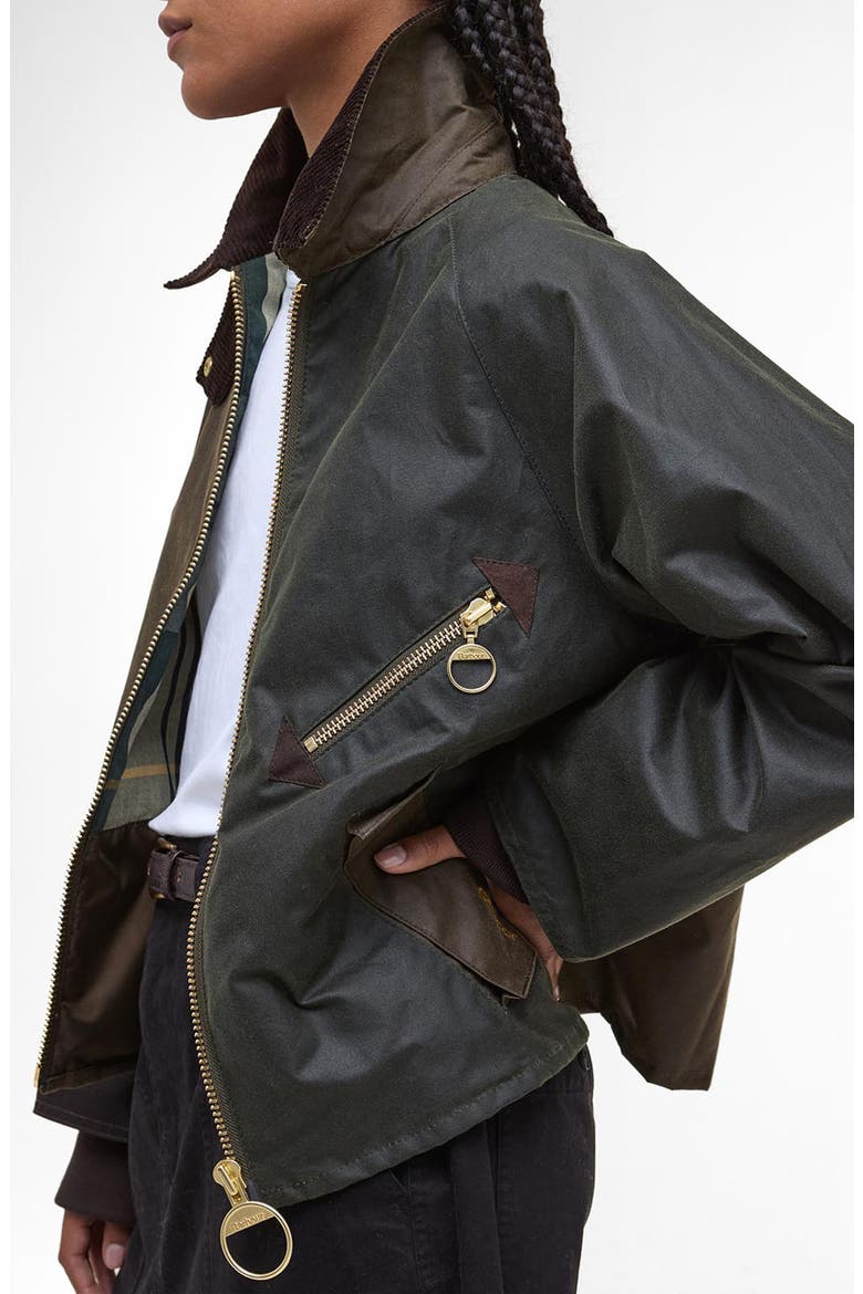 Arlene Water Repellent Waxed Jacket, Alternate, color, BEECH/ANCIENT TARTAN