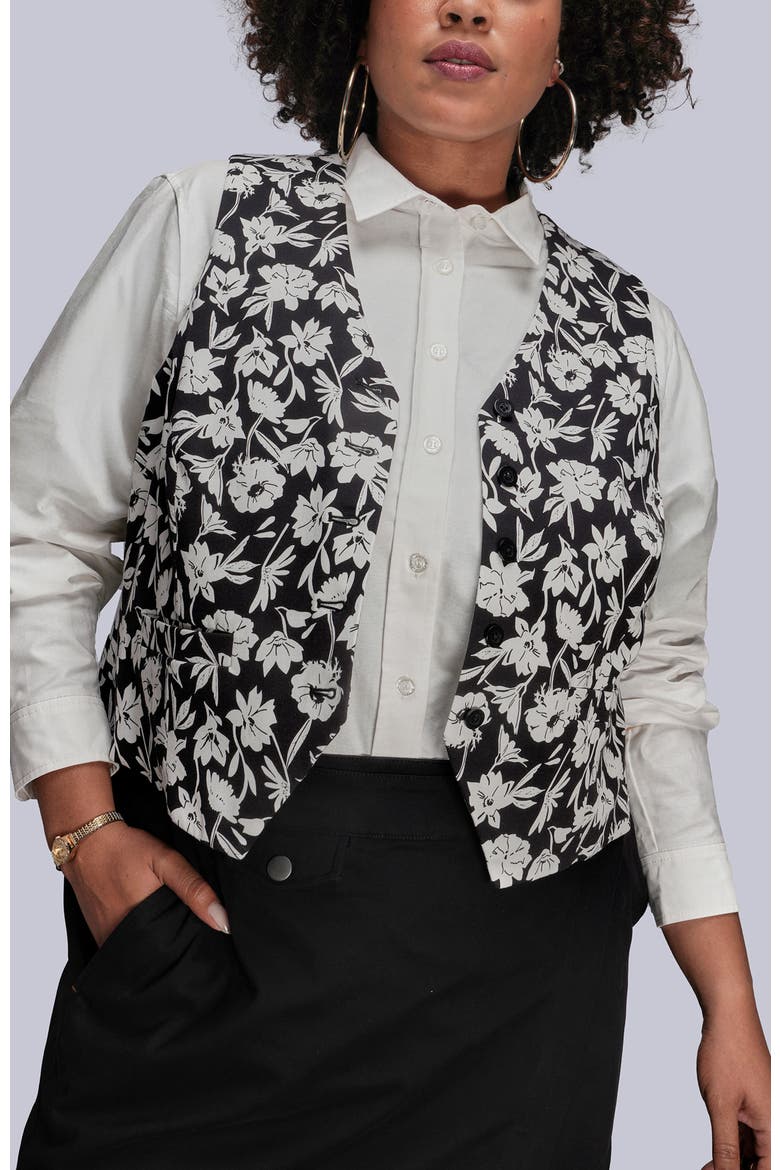 The Empower Vest, Alternate, color, Monochrome Floral Black