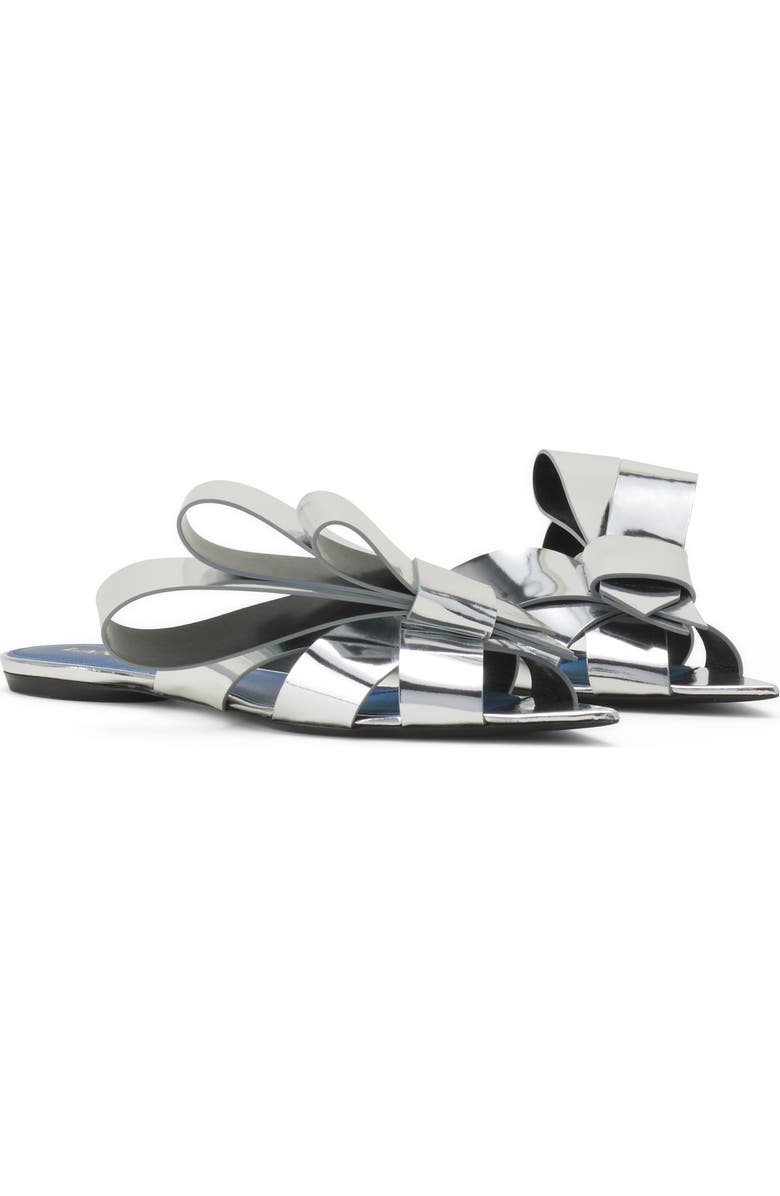 Lanvin Cadeau Mule Flats In Metallic Leather, Alternate, color, Silver