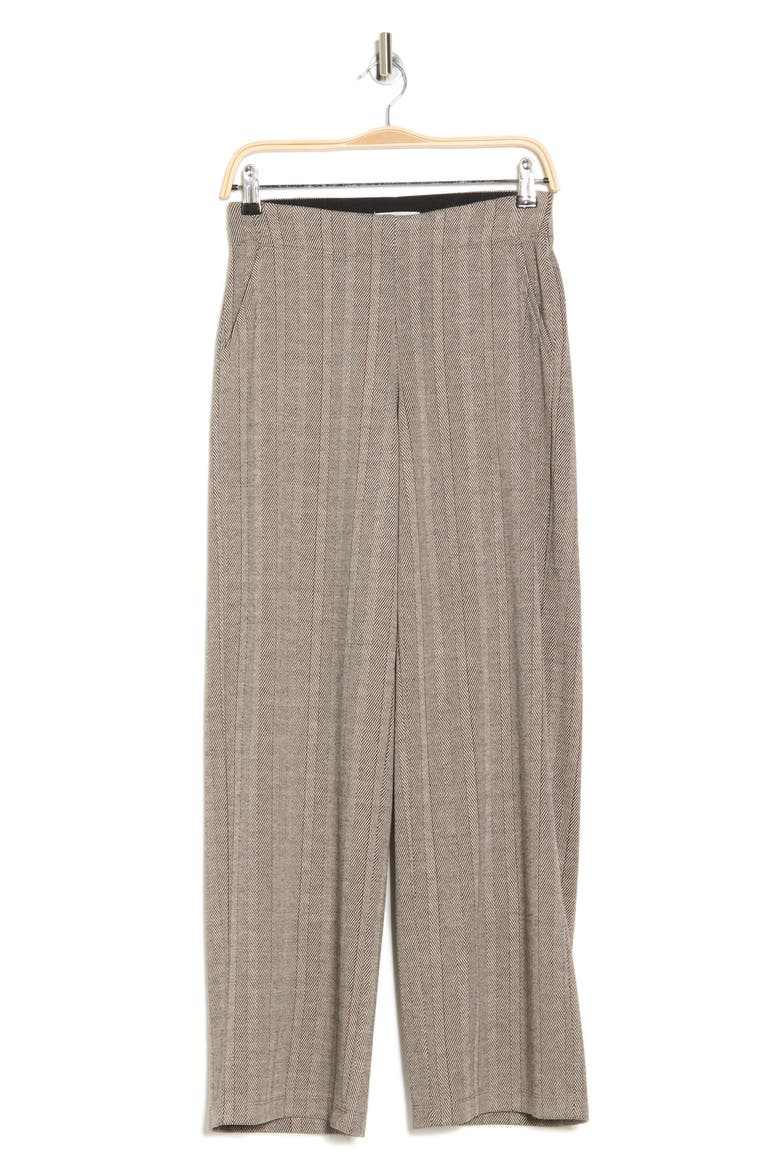 Double Knit Wide Leg Pants, Alternate, color, BLACK/ CREAM/ RUST HERRINGBONE