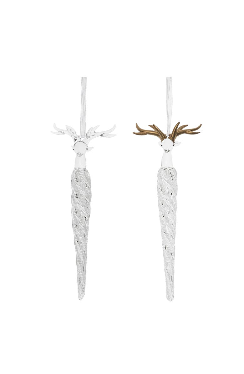 Transpac Glass Deer Head Ornaments Set of 2 Christmas Decor, Main, color,