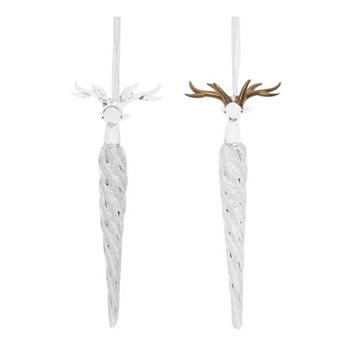 Glass Deer Head Ornaments Set of 2 Christmas Decor
