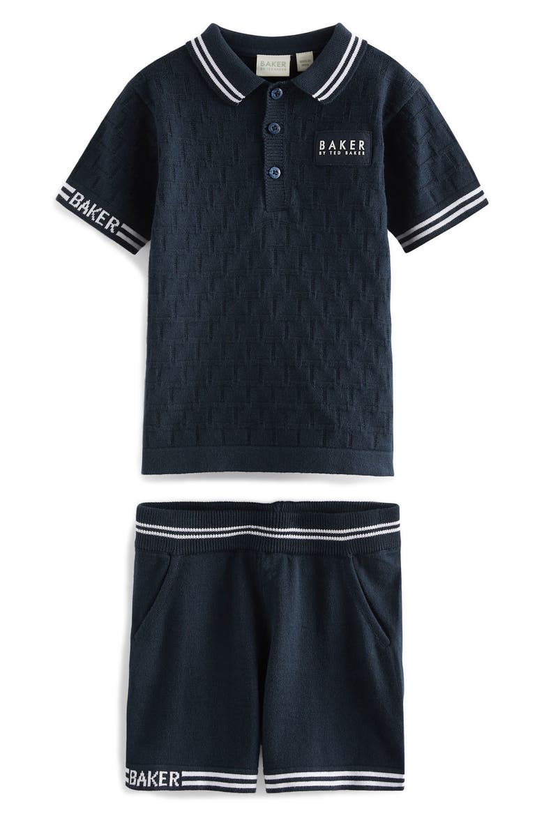 Kids' Tipped Polo Sweater & Shorts Set, Main, color, BLUE