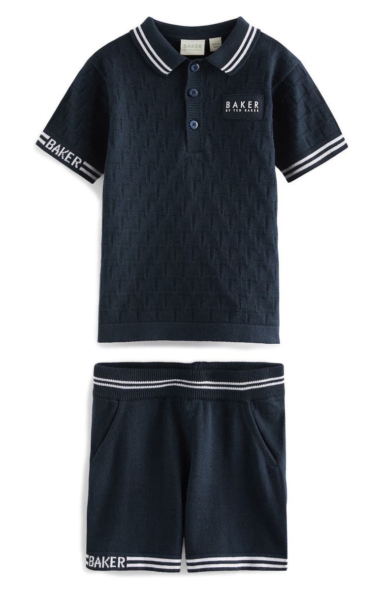 Baker by Ted Baker Kids' Tipped Polo Sweater & Shorts Set, Main, color, Blue