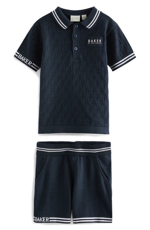 Kids' Tipped Polo Sweater & Shorts Set (Big Boy)