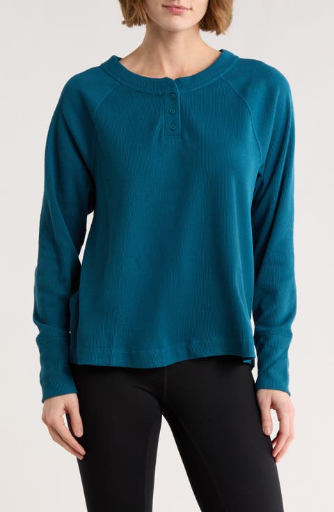 Zen Relaxed Long Sleeve Waffle Knit Henley