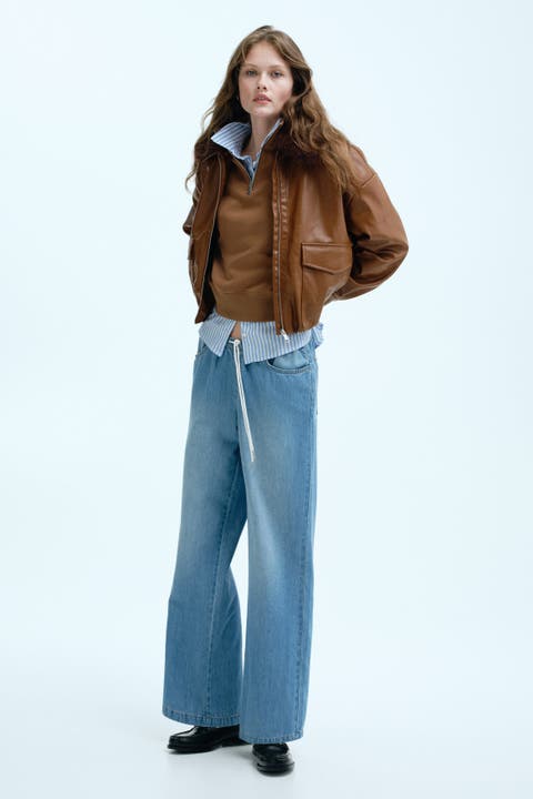 Denim drawstring pants