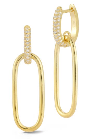 Chloe & Madison Chloe And Madison Cz Link Drop Earrings In Gold