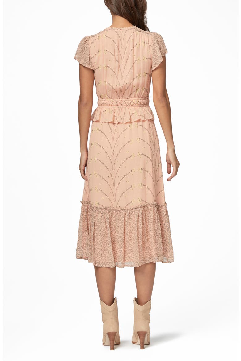 Talia Mixed Floral Silk Chiffon Dress, Alternate, color, PEACMLTMIX