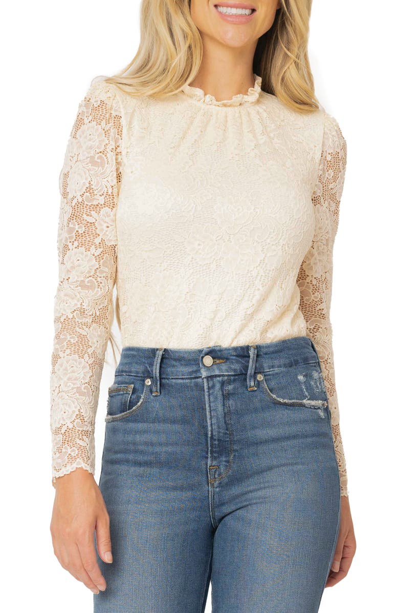 GIBSONLOOK Lace Bodysuit, Main, color, Ivory